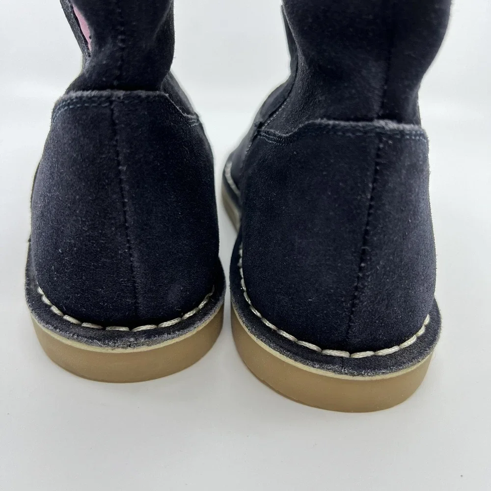 NEW Boden Suede Applique Boots Girls 4.5 Navy‎ Blue Hearts Stars Moon Zip Up